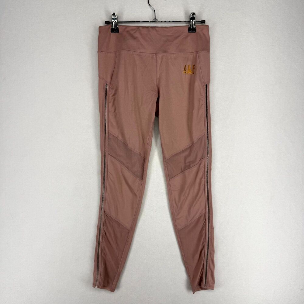 Abercrombie & Fitch Rose Pink Leggings Plastic Ribbed Side Womens Size S